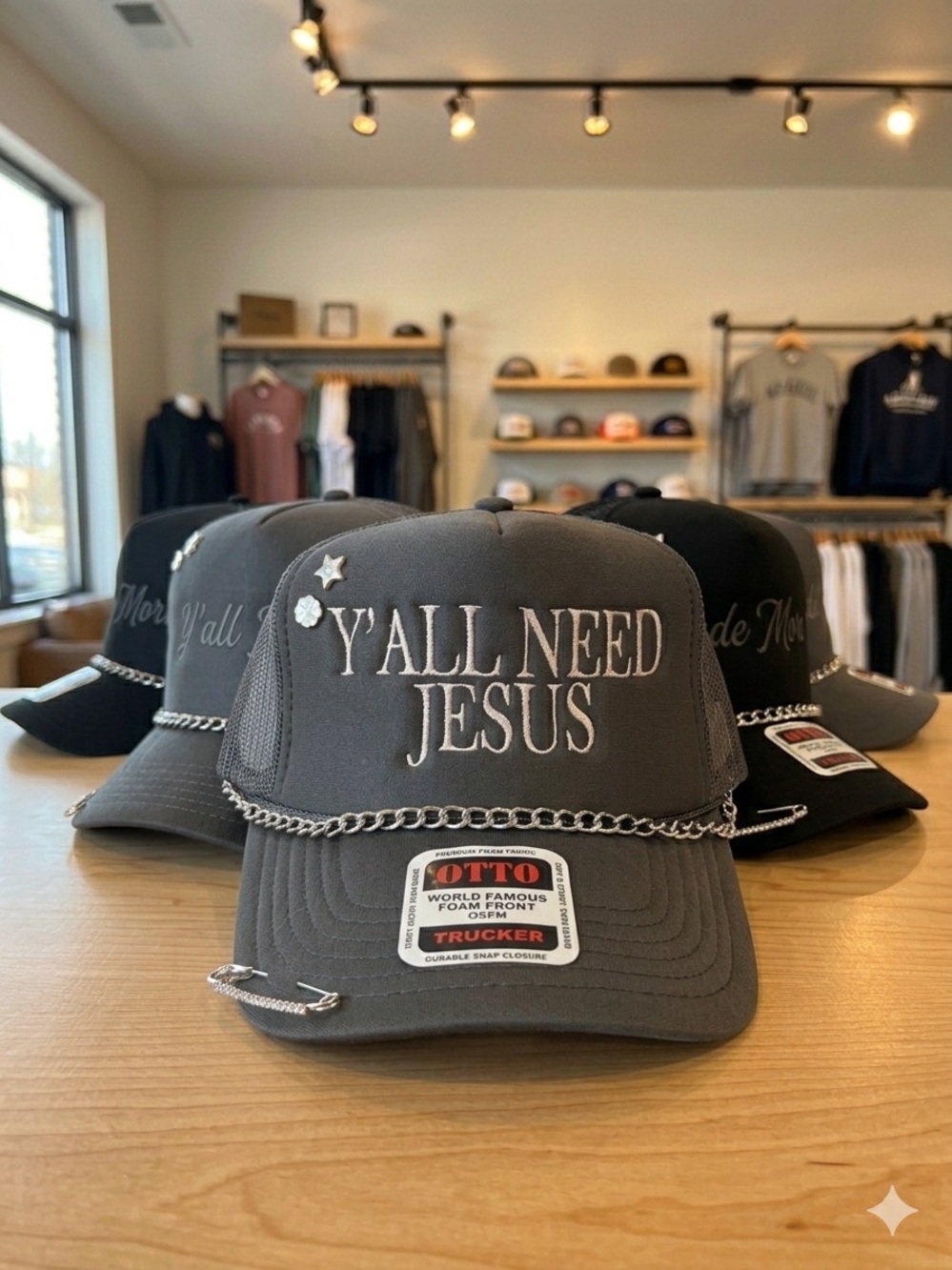 Simply Stitched Y'ALL NEED JESUS' Trucker Hat- color options